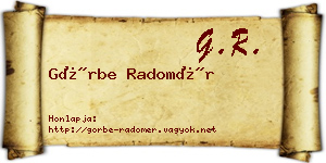 Görbe Radomér névjegykártya
